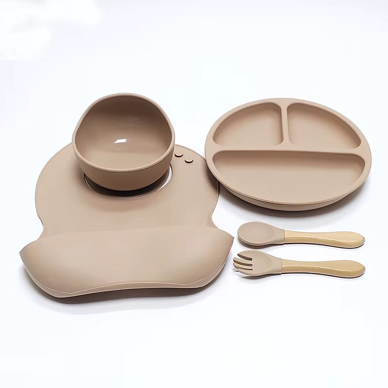 5pcs Children's Silicone Dinner Plate Set