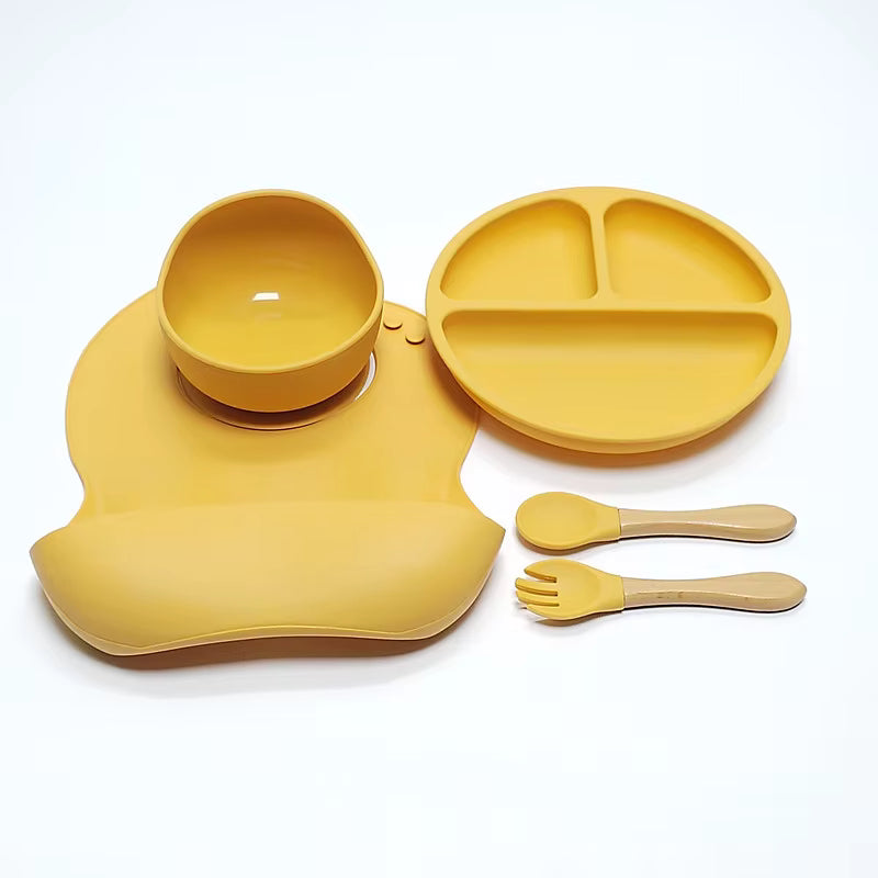 5pcs Children's Silicone Dinner Plate Set