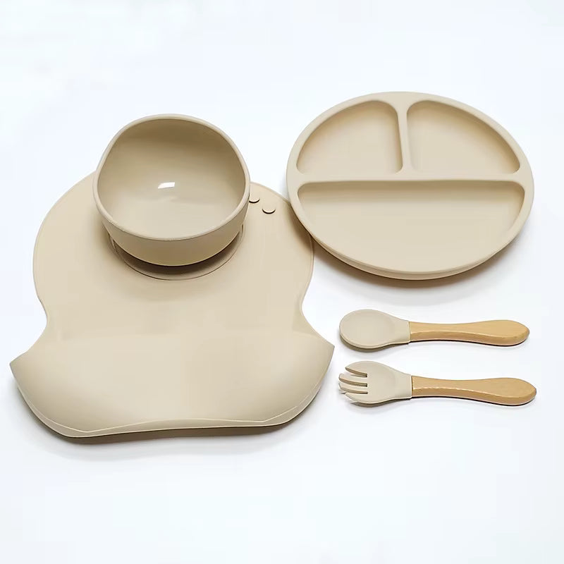 5pcs Children's Silicone Dinner Plate Set