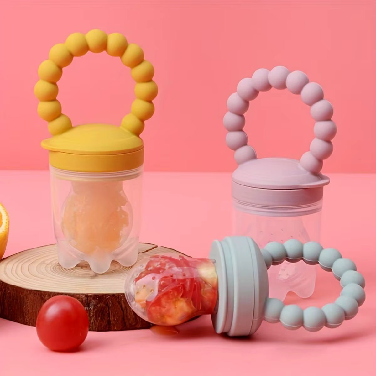 3pcs Children's Silicone Fruit & Vegetable Feeder With Handle