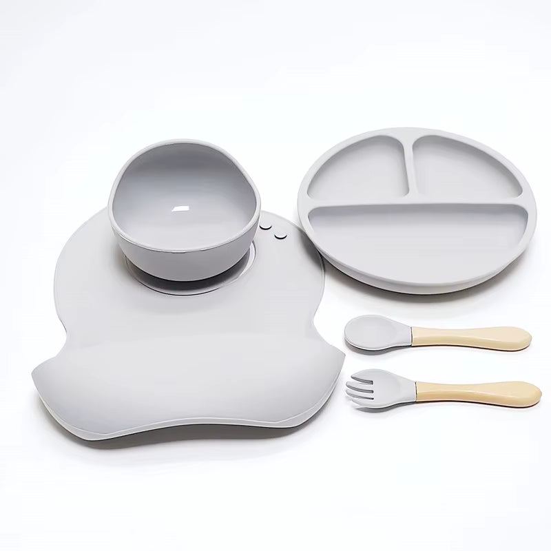 5pcs Children's Silicone Dinner Plate Set