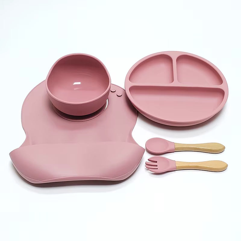5pcs Children's Silicone Dinner Plate Set