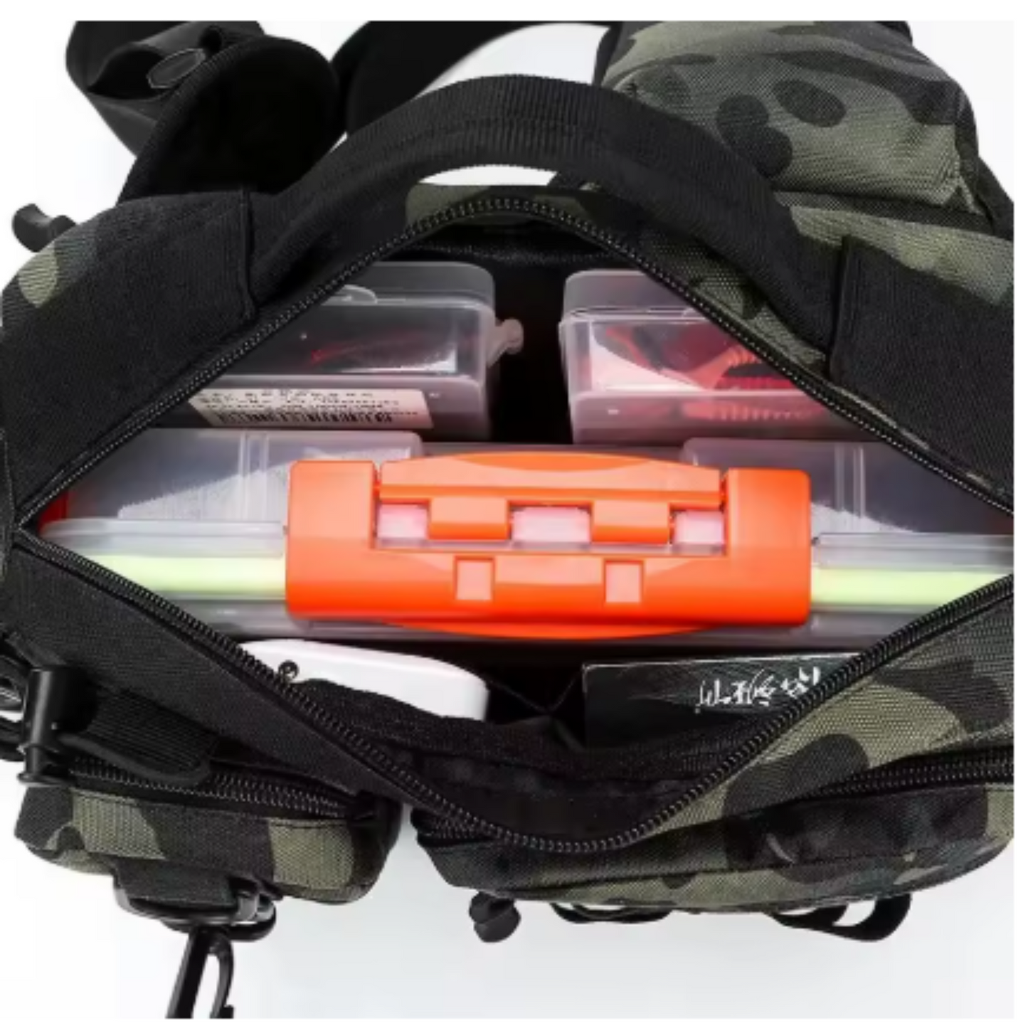 Fishing Tackle Backpack with Rod Holder