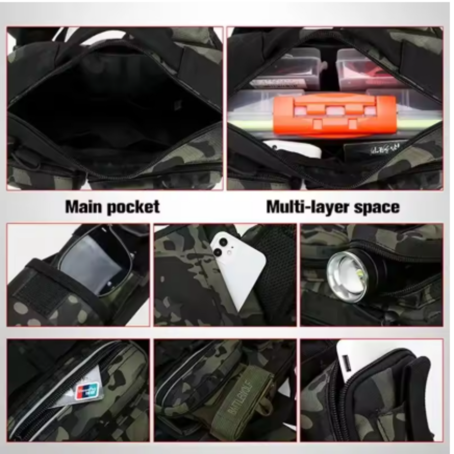 Fishing Tackle Backpack with Rod Holder