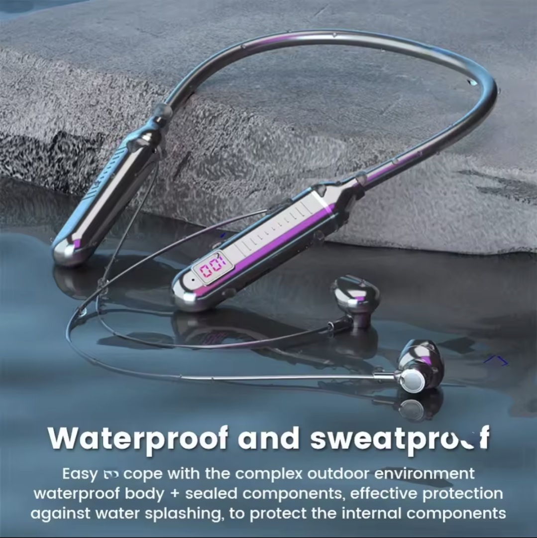 Wireless Neckband Headset with LED Display