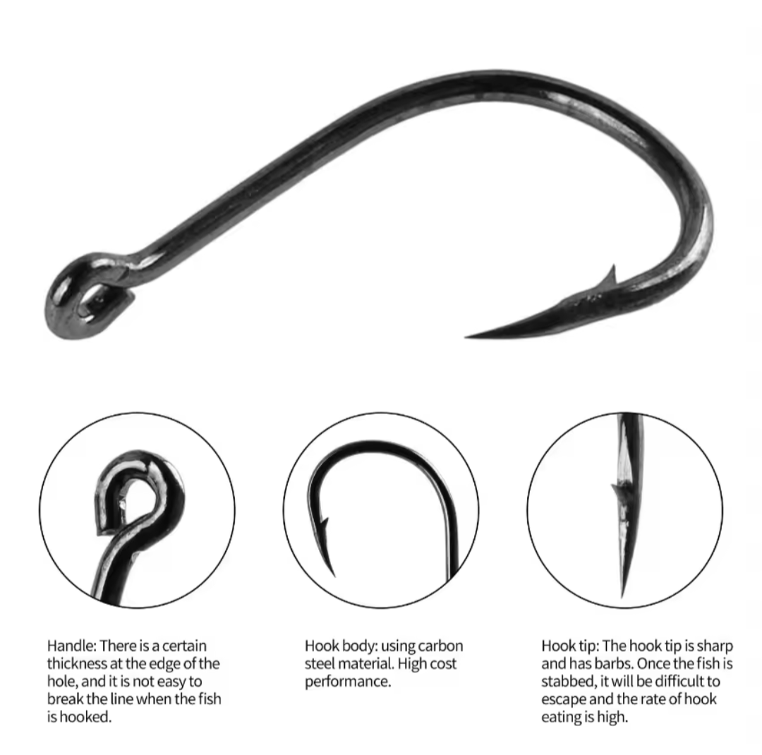 100pcs Carbon Steel Fishing Hooks Set