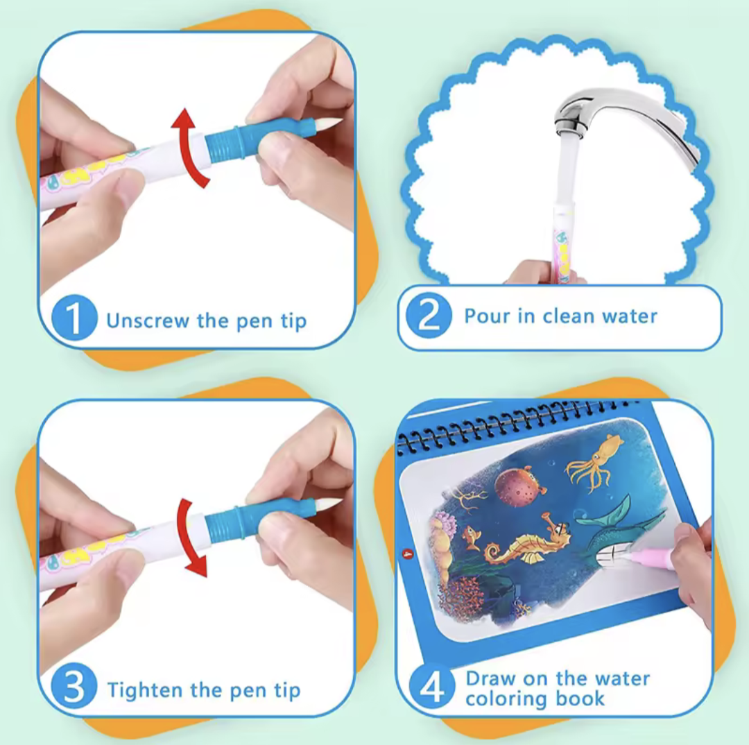 Magic Water Drawing Book with Pen