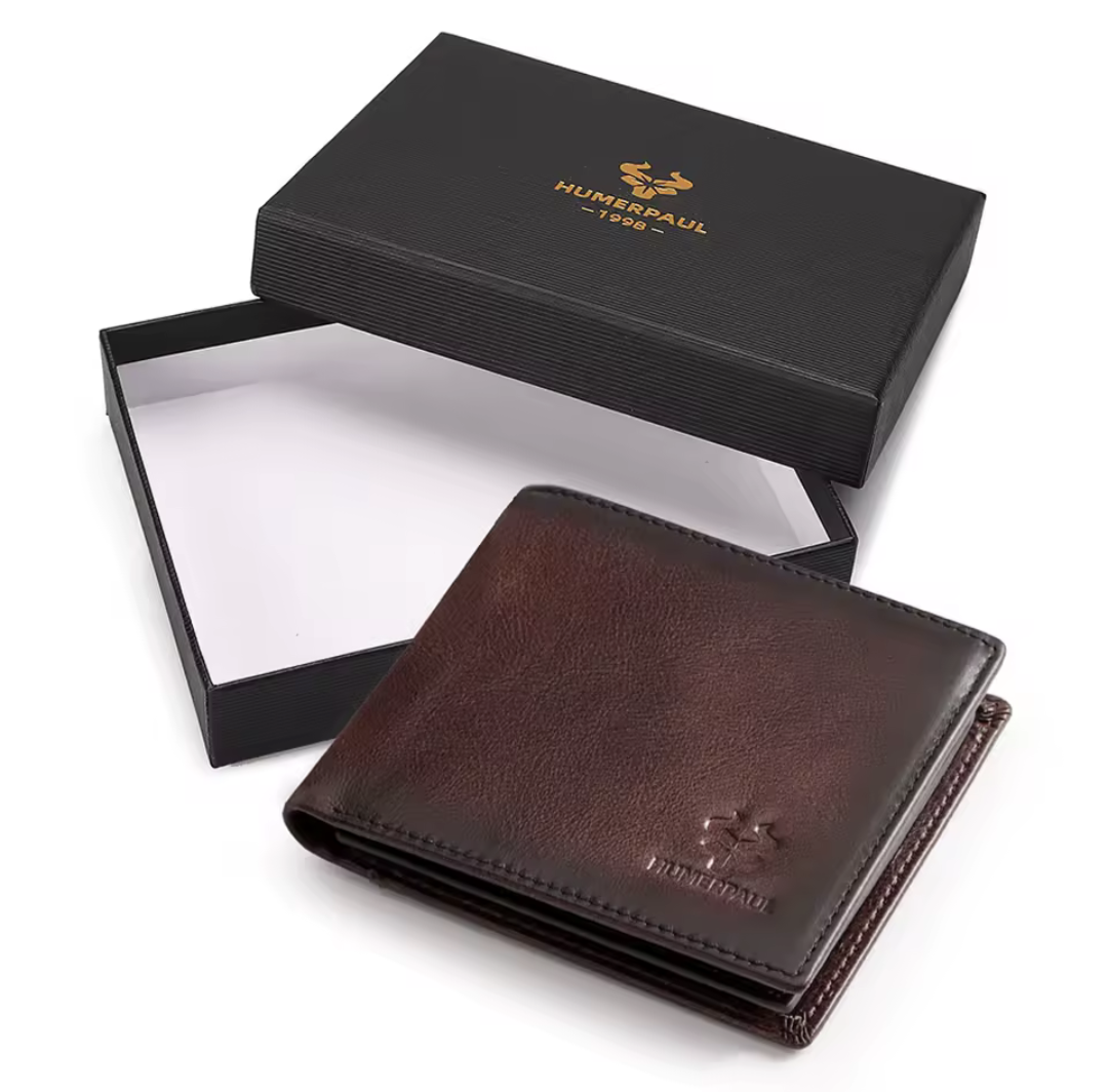 KAVI'S Men’s Leather Wallet with RFID Protection