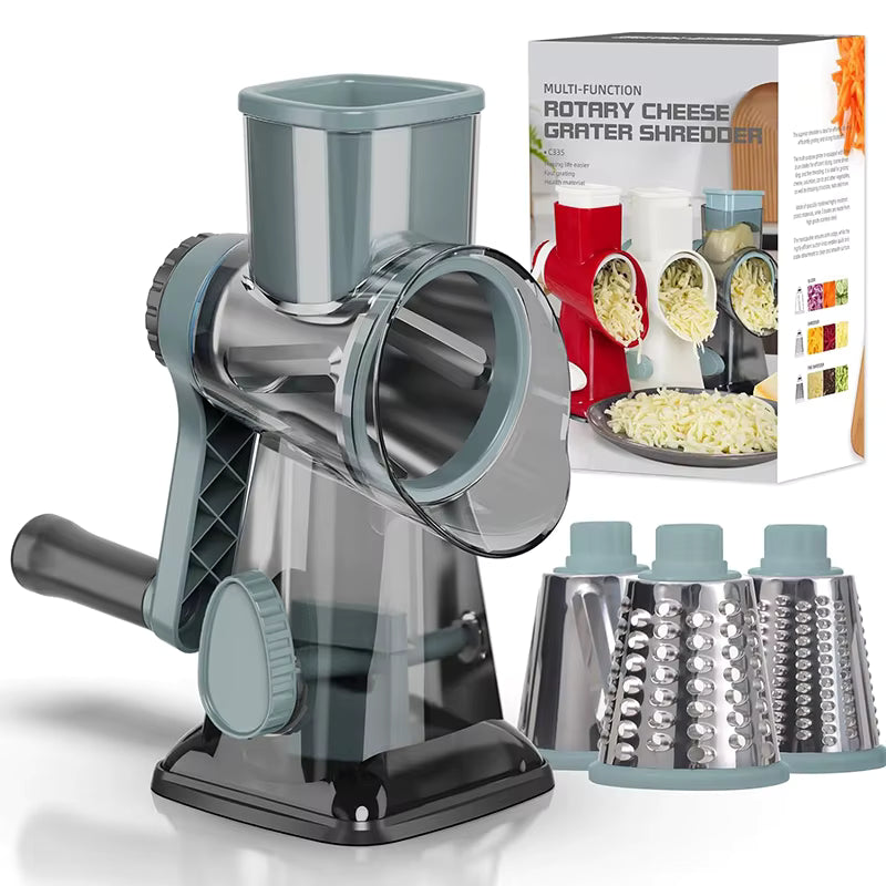 3-in-1 Rotary Cheese Grater & Vegetable Slicer