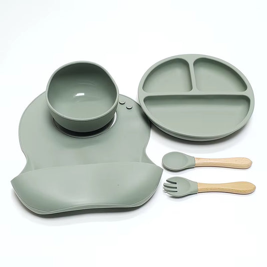 5pcs Children's Silicone Dinner Plate Set