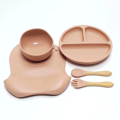 5pcs Children's Silicone Dinner Plate Set