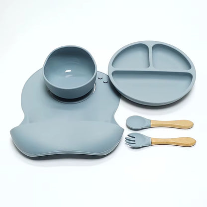 5pcs Children's Silicone Dinner Plate Set