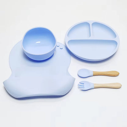 5pcs Children's Silicone Dinner Plate Set