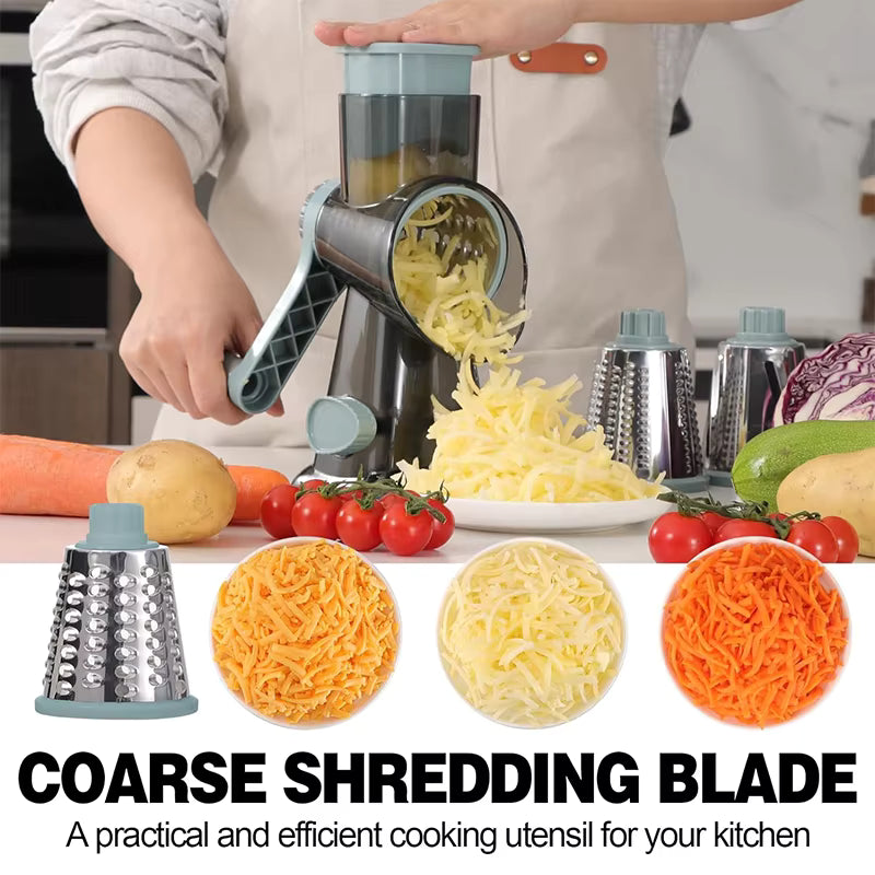 3-in-1 Rotary Cheese Grater & Vegetable Slicer