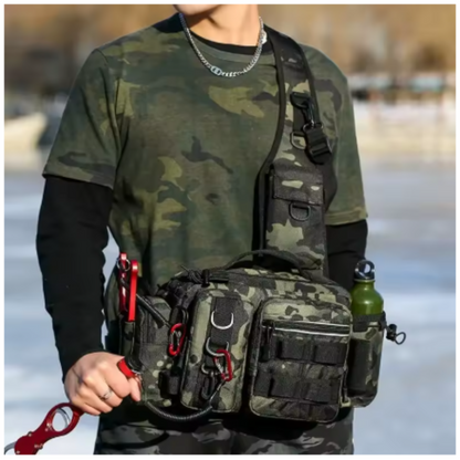 Fishing Tackle Backpack with Rod Holder