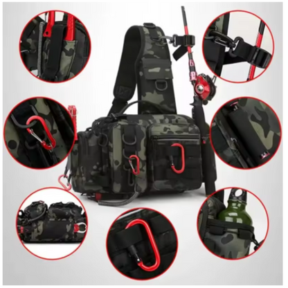 Fishing Tackle Backpack with Rod Holder
