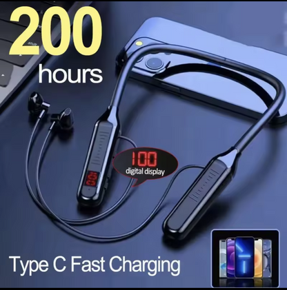 Wireless Neckband Headset with LED Display