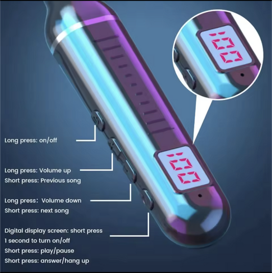 Wireless Neckband Headset with LED Display