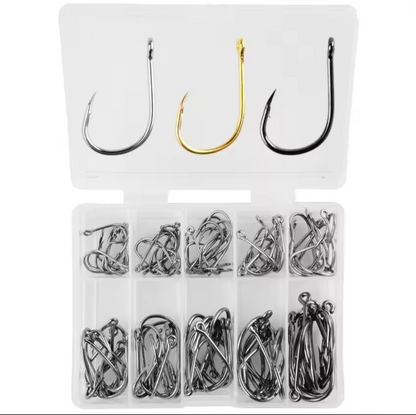 100pcs Carbon Steel Fishing Hooks Set