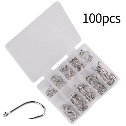 100pcs Carbon Steel Fishing Hooks Set