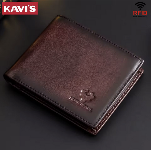 KAVI'S Men’s Leather Wallet with RFID Protection