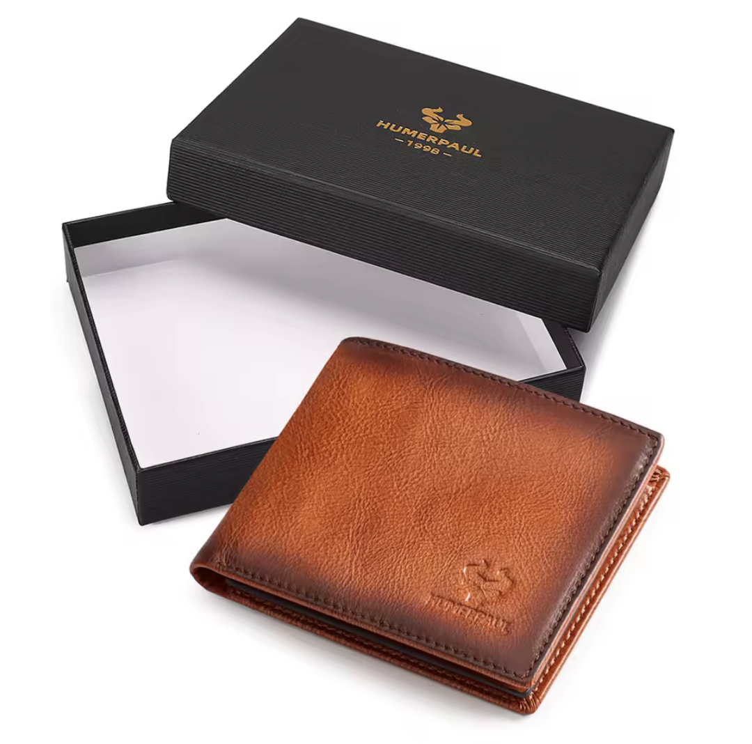 KAVI'S Men’s Leather Wallet with RFID Protection