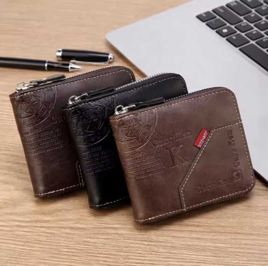 Men’s PU Waxed Oil Leather Bifold Wallet