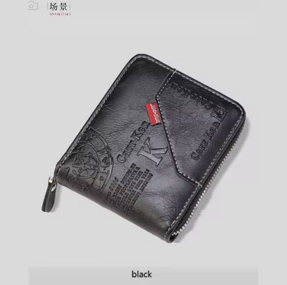Men’s PU Waxed Oil Leather Bifold Wallet