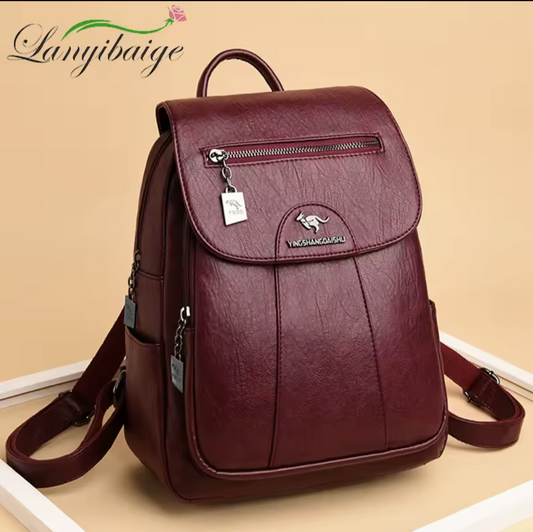 Vintage Soft Leather Backpack for Women