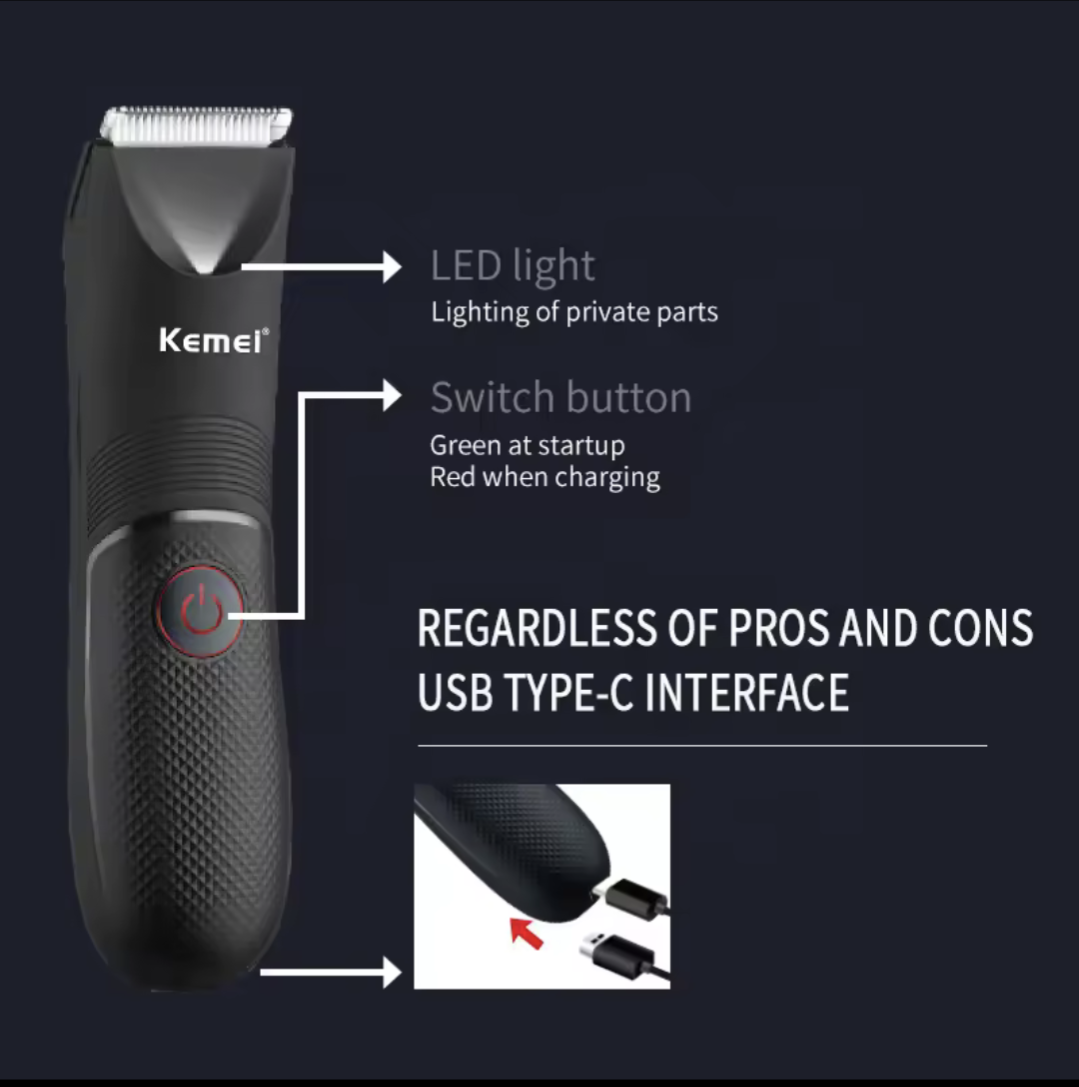 Kemei Waterproof Groin & Body Hair Trimmer