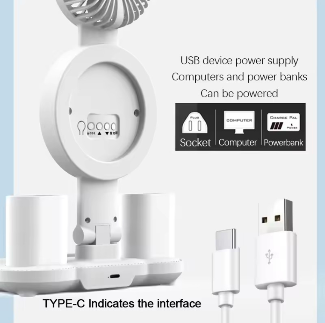 LED Table Lamp with Fan & Clock Display