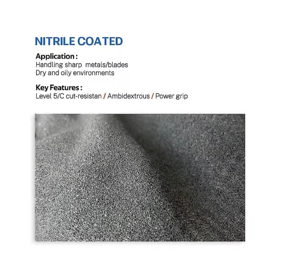 Level 5 Cut-Resistant Nitrile Work Gloves