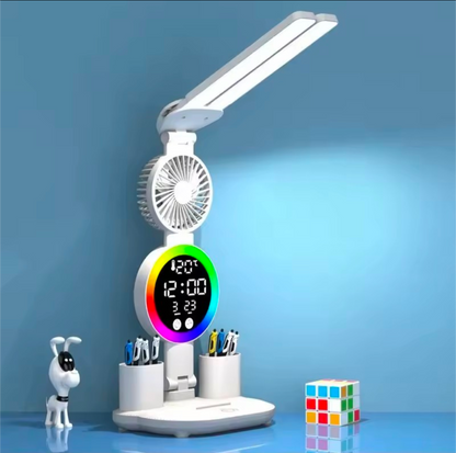 LED Table Lamp with Fan & Clock Display