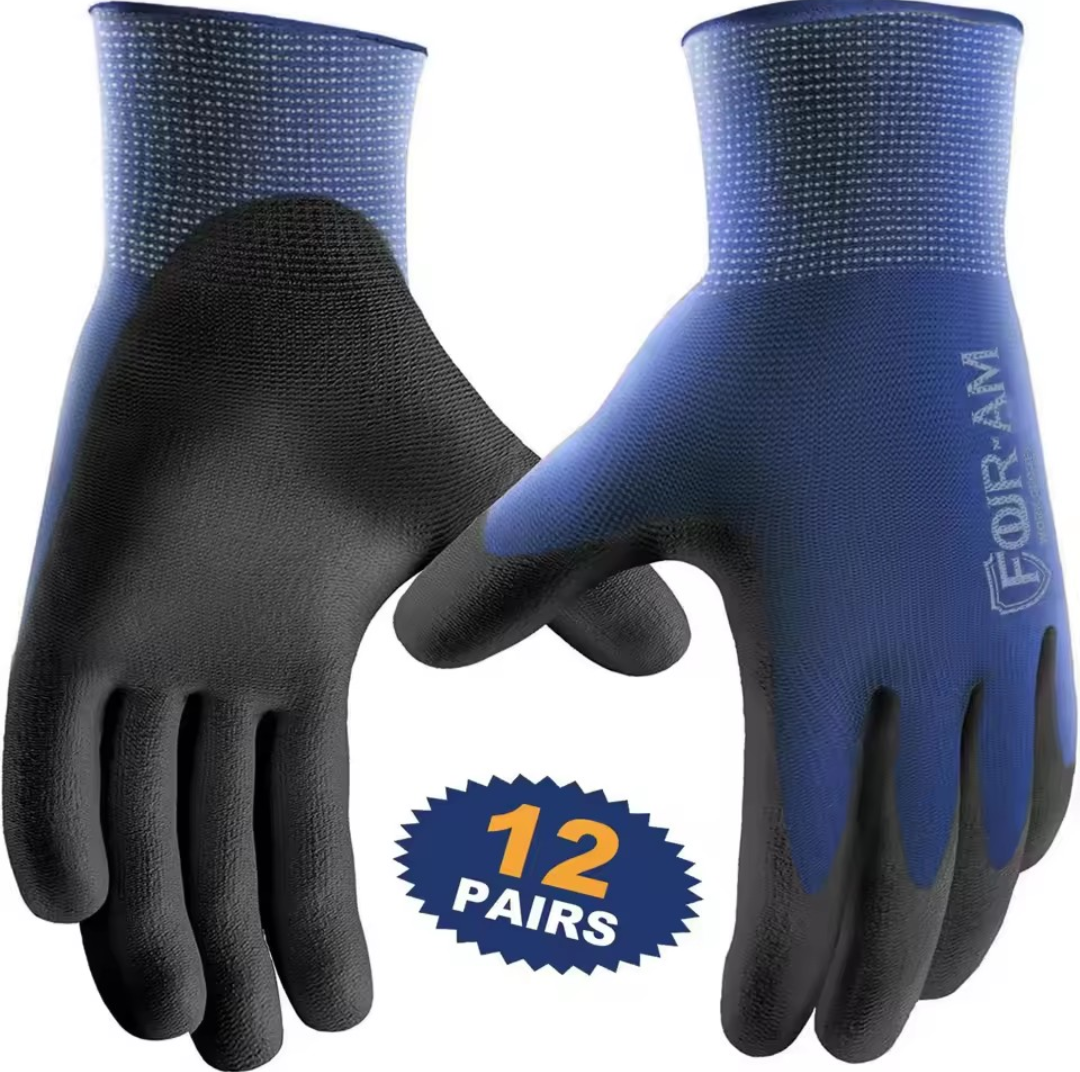 12 Pairs Ultra-Thin PU Coated Work Gloves