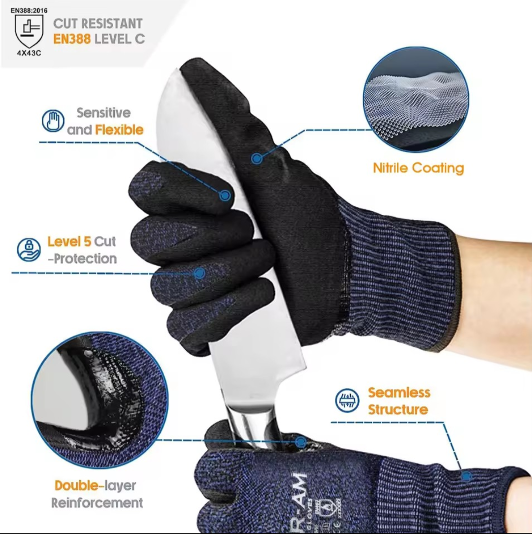 Level 5 Cut-Resistant Nitrile Work Gloves