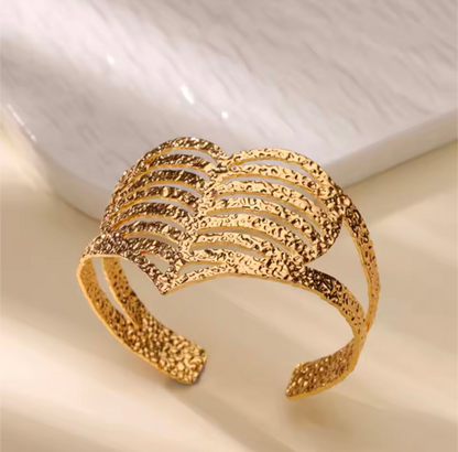 Stainless Steel Flower Leaf Bracelet