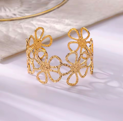 Stainless Steel Flower Leaf Bracelet