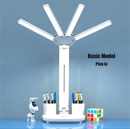3-Color LED Table Lamp with Fan & Clock