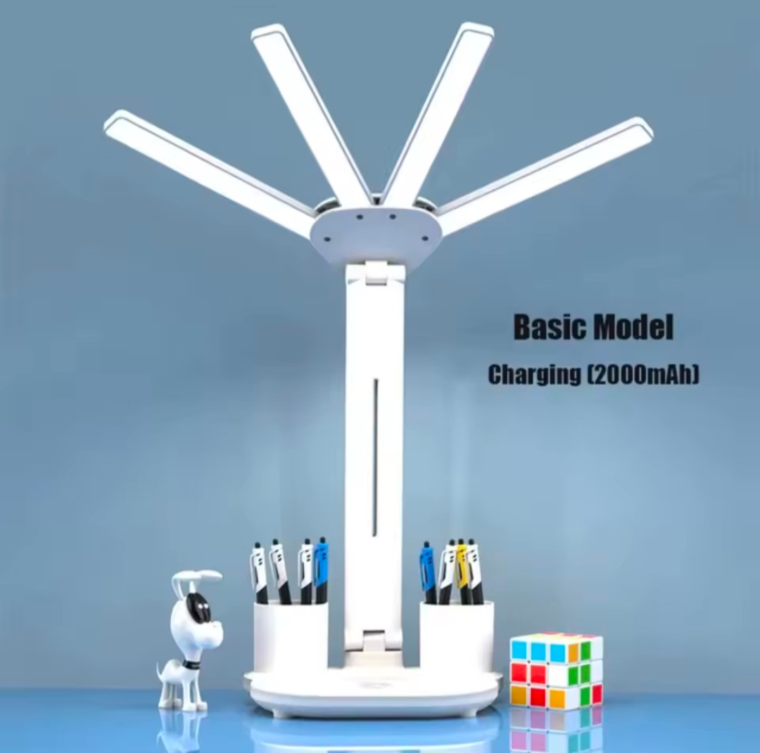 3-Color LED Table Lamp with Fan & Clock