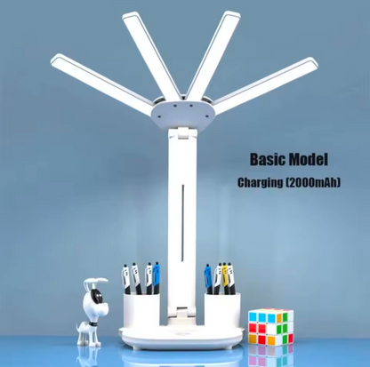 3-Color LED Table Lamp with Fan & Clock