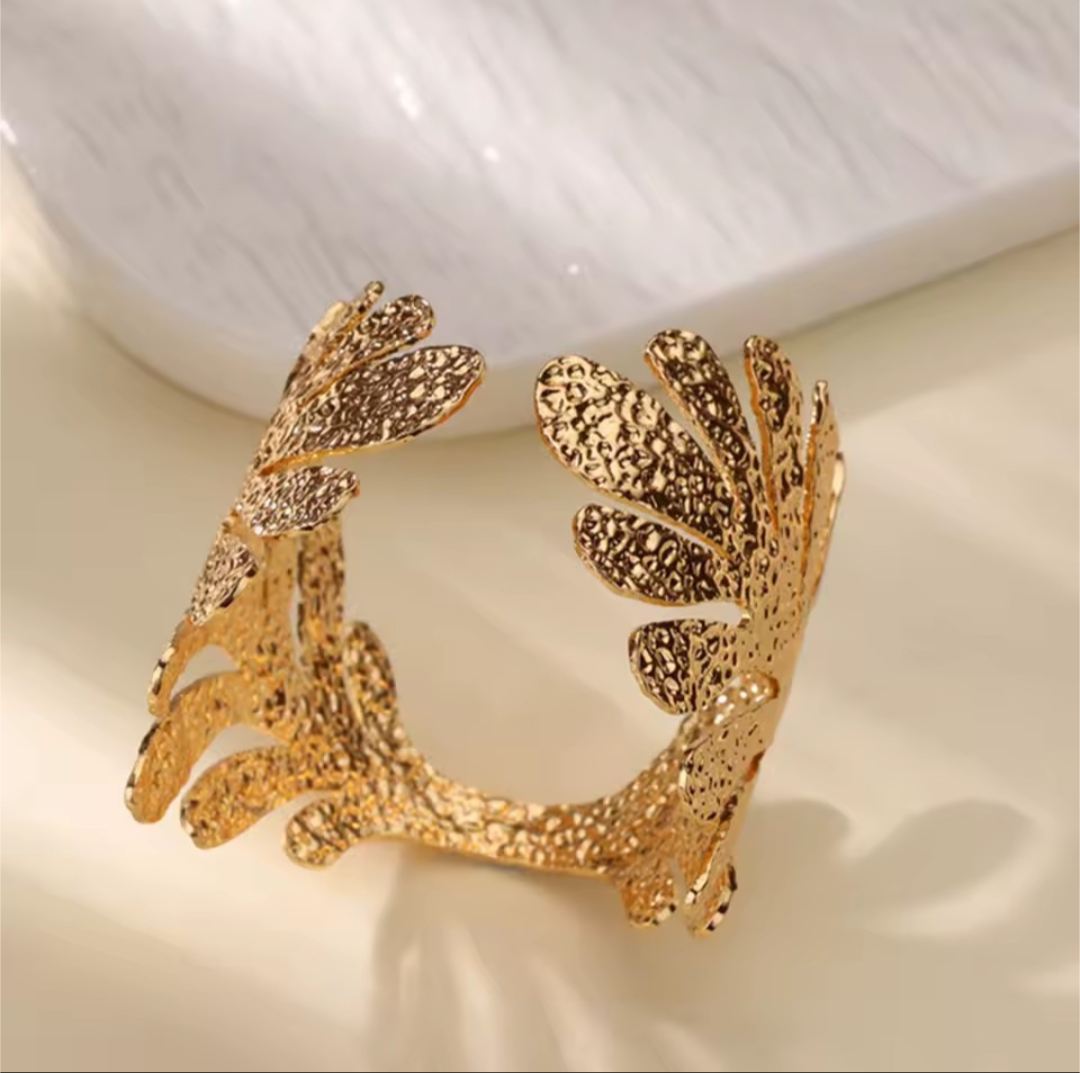 Stainless Steel Flower Leaf Bracelet