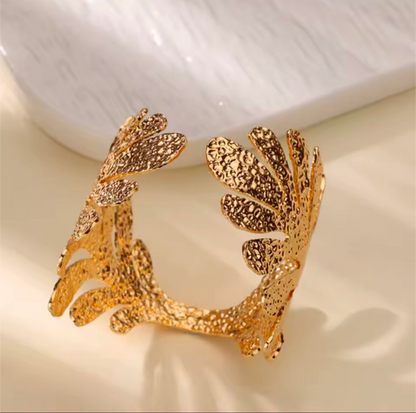 Stainless Steel Flower Leaf Bracelet