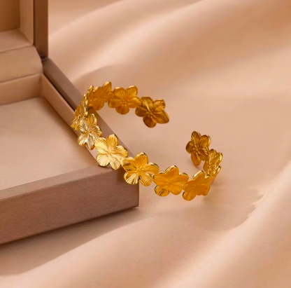 Stainless Steel Flower Leaf Bracelet