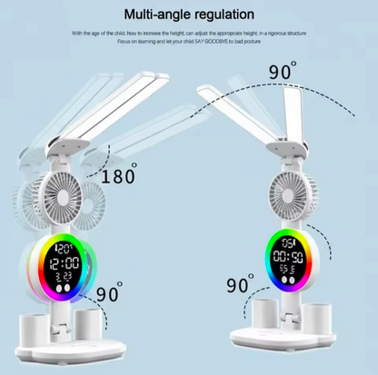 LED Table Lamp with Fan & Clock Display