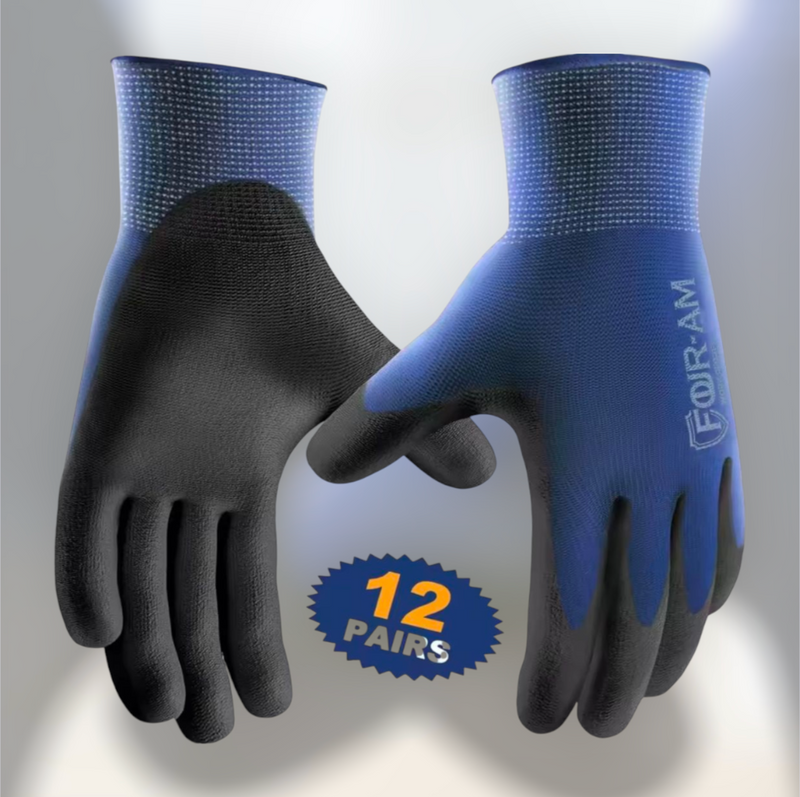 12 Pairs Ultra-Thin PU Coated Work Gloves