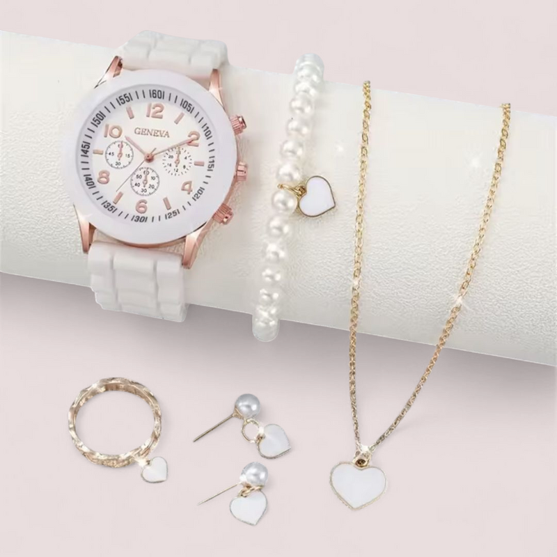 6PCS Women’s Watch & Jewelry Set